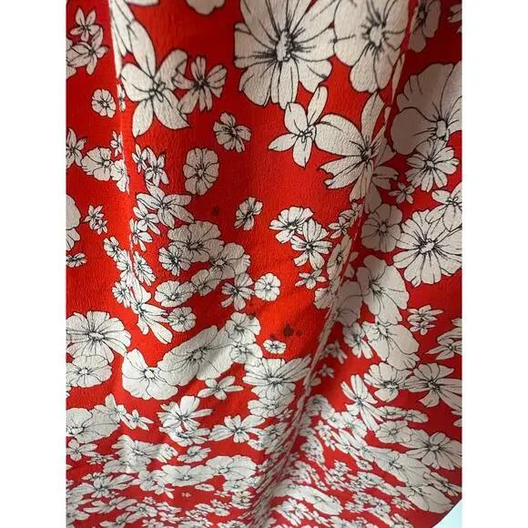 Rebecca Taylor 100% Silk Red Floral Dress Size 2 - Picture 10 of 10